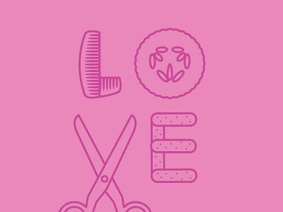 Love beauty flat illustration illustrator lettering line love pink salon stroke typography valentines