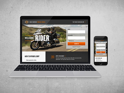Harley Davidson Financial Services Homepage design grit harley homepage insurance interface motorcycle responsive site ui ux website