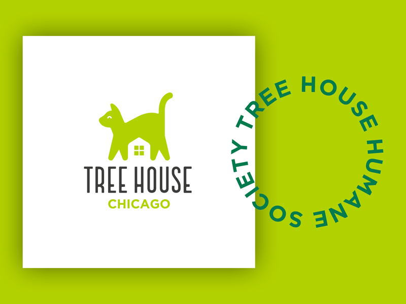 Tree House Logo Hero animation brand cat design gif green icon logo mark tree house video