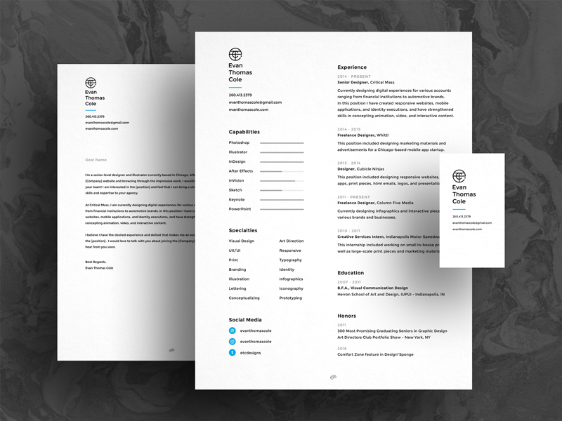 Evan Thomas Cole Resume And Cover Letter 17 By Evan Thomas Cole On Dribbble