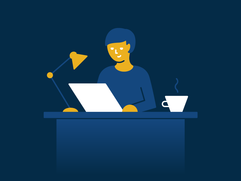Desk Dude office blue spot character line stroke flat vector illustrator illustration dude desk