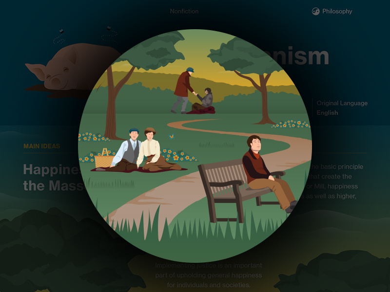 Utilitarianism - Course Hero Series course hero series education study guide book design flat vector illustrator illustration infographic
