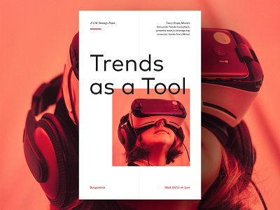 Trends as a Tool Poster clean event grid layout minimal photo poster print red signage type typography