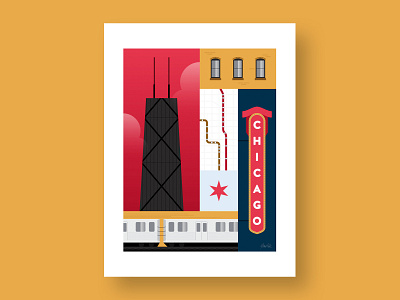 When You Think of Home - Full Poster architecture chicago city clean design flat glow grain graphic design home illustration illustrator poster poster design print star train vector when you think of home