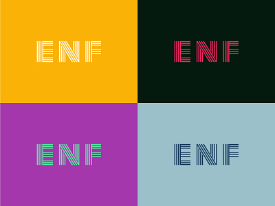 ENF Logo Color Combinations blue brand brand identity branding clean design editorial flat fresh hype identity lettering logo logotype music purple type typography vector yellow