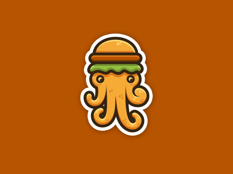 Octoburger animation 2d after affects animation burger character design illustration octopus vector
