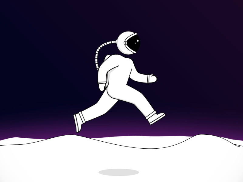 Walk on the moon cycle 2d animation character design illustration moon neon reflection space spaceman vector walk cycle
