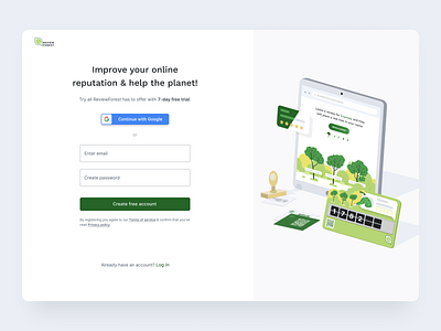 Create account at ReviewForest | Sign up | Onboarding analytics create account design onboarding product design research screen recordings sign up ui ux ux reserach