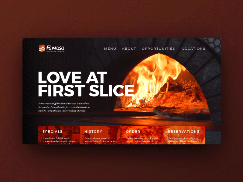 Love At First Slice concept digital famoso food foodporn graphic design italian pizza restaurant typography web design website