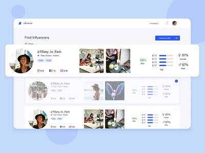 Influence design desktop influencer influencer marketing inspiration interface ui ux web website