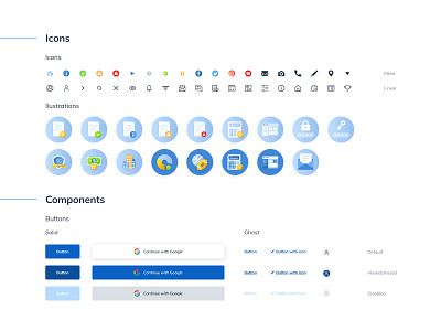 ASF Design System - icons and components pt1 blue branding components design design system graphic design icons iillustrations illustration prosuct ui ux web