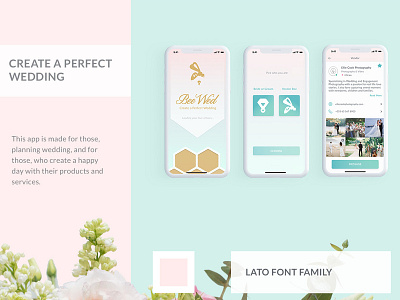 Wedding App 'BeeWed' UX+UI app branding design ui ux