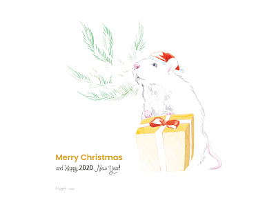 2020 Christmas Card animal celebration christmas card holiday card holiday design illustration minimalistic new year photoshop wacom intuos
