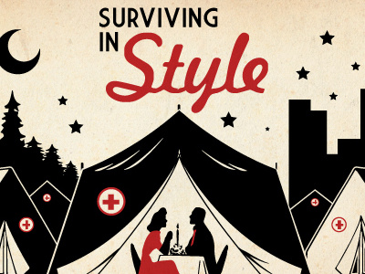 American Red Cross Fundraiser Invitation camping classy red cross retro survival vintage