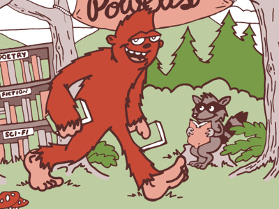 Powell's Books Bag Contest Illustration bigfoot forest illustration oregon sasquatch