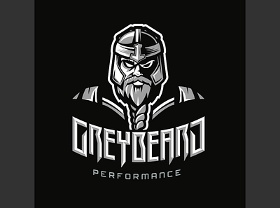 Graybeard Performance Logo beard branding diet health helmet illustration logo mascot soldier supplements viking warrior