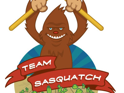 Team Sasquatch big foot cartoon gardening illustration sasquatch