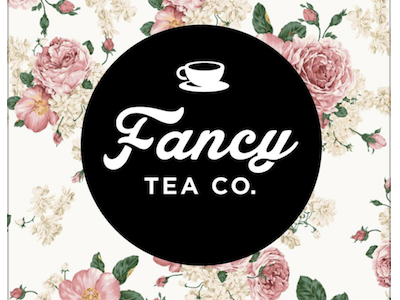Fancy Tea Co. Logo black branding coffee fancy floral flowers food logo script tea