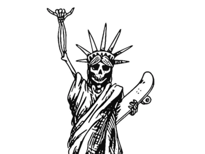 United States of Stoke america illustration skateboard skeleton skull statue of liberty stoke