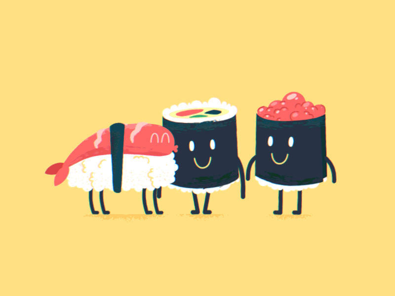Sushi Friends animation character design gif illustration motion sushi