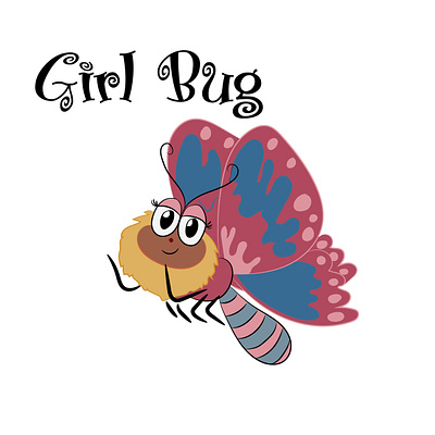 Girl Bug bug design illustration logo vector