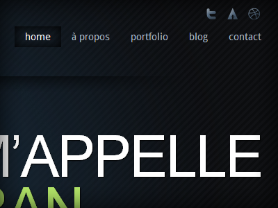Preview of my new website : navigation. blue dark icons menu navigation shadow slick