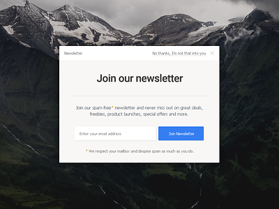 Newsletter signup button clean form light mailing list newsletter