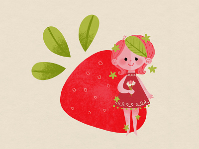 Strawberry Girl childrens illustration design fashion illustration kid lit mid century design mid century modern mid mod