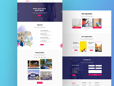 Painting homepage landing page painting psd psd template realstate