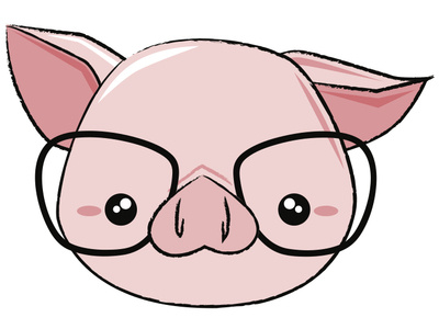 Nerd Piggy glasses nerd pig pink snout