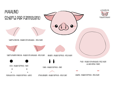 Scheme for felt fabric fabric felt pannolenci pig pink scheme