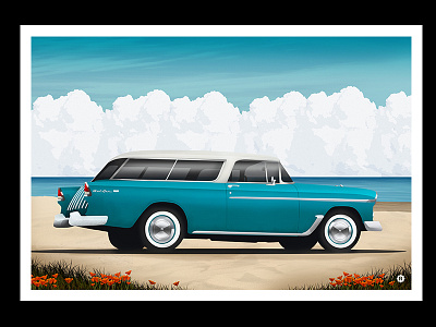 1955 Nomad 1955 beach chevy classic car hotrod illustration nomad