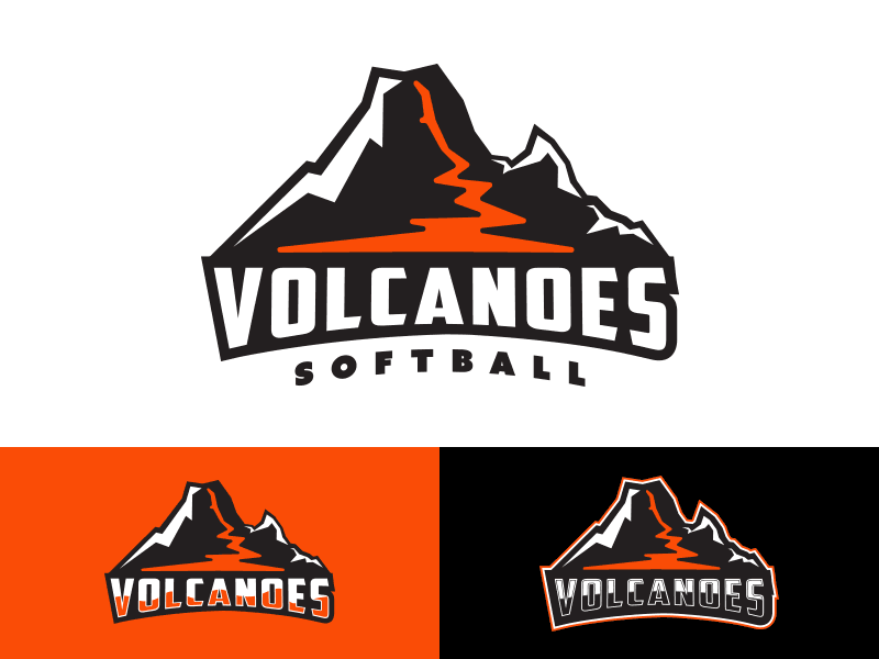 Softball Logo for Jerseys black lava logo mountain orange softball volcanoes