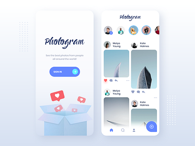 Photogram App Design app clean design mobile mobile app mobile app design mobile design mobile ui ui ux