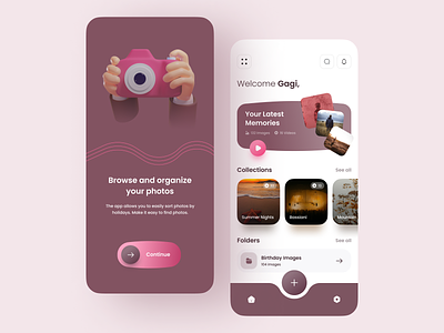 Memories App design clean design gagi gallery inspiration mobile mobile design photo ui ux