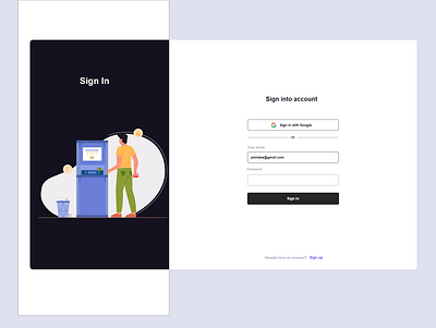 Sign in UI design adobe xd app design freelancer illustration product design sign in ui ux