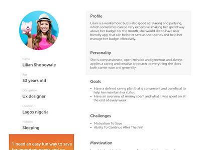UX designer User persona profile