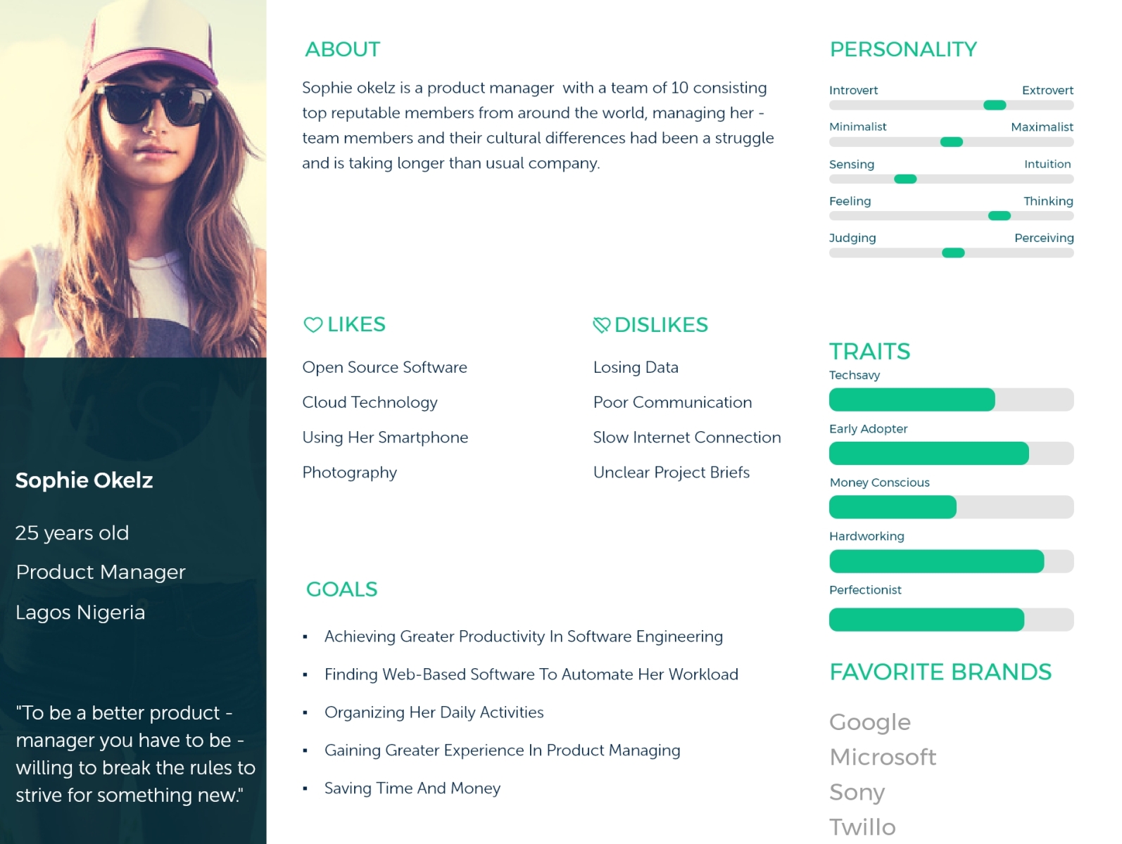 User persona by kingleychuks on Dribbble