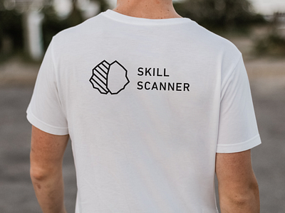 Skill Scanner logo on t-shirt black and white branding design flat graphic design identity logo startup t shirt technology