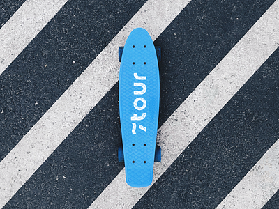 7tour logo on skateboard blue branding design identity leisure logo ocean sea simple skate sport wave
