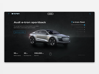 Audi e-tron landing page design