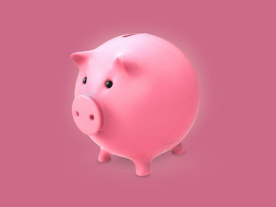 Pink piggy bank  3Dicon