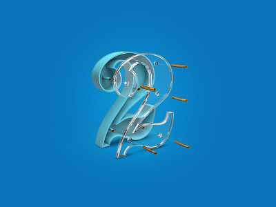 Number 2 3Dicon 3d 3dicon glass icon icondesign icondesigner illustration numbers two