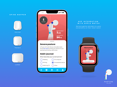 Posture Helper App app graphic design health app health tech healthcare product design ui ux visual design
