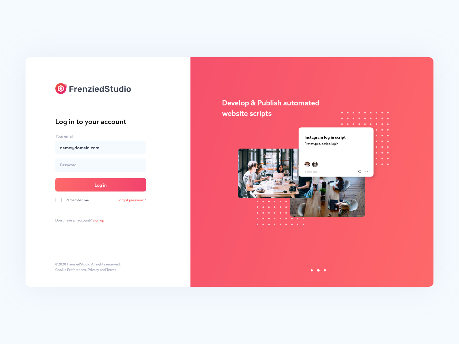Dashboard Log in by Nicholas Obara on Dribbble