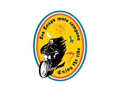 Llmc Sticker cross death enjoy moon moto ride skull the