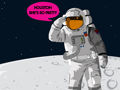 Houston! We have a problem! astronaut design designer illustration moon space ui vector