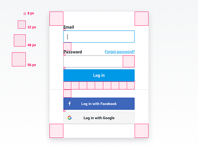 Log in Screen in 8px grid 8px button form grid input log in screen sign in