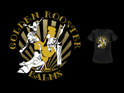 T-shirt design for Golden Rooster Balms graphic art illustraion kung fu t shirt design vectorart