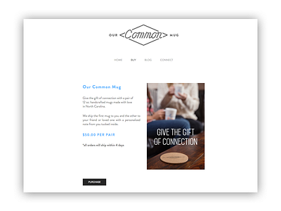 Purchase Page for Our Common Mug design ecommerce responsive responsive design website website design